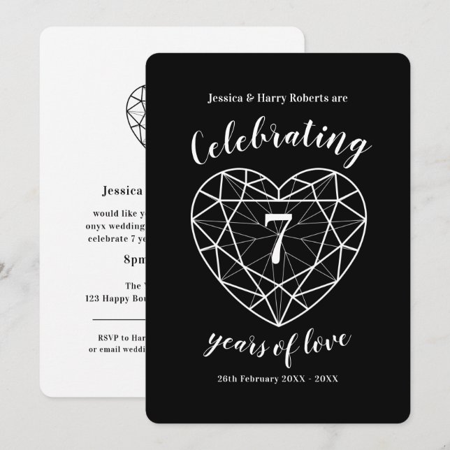 Aniversario de Onyx 7 años de invitaciones a fiest (Anverso / Reverso)