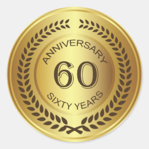 Aniversario de Oro 60 con Pegatina de laurel