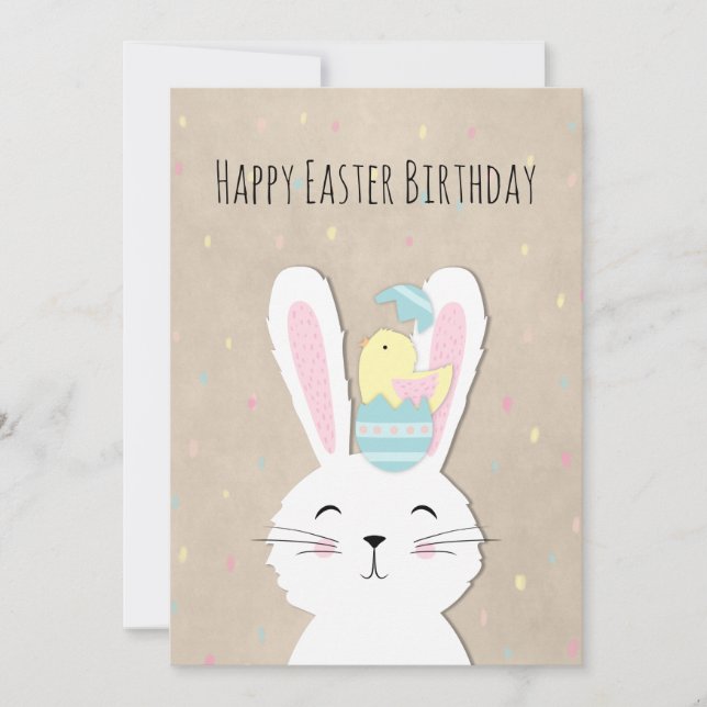 Aniversario de Pascua lindo conejo y huevos (Anverso)