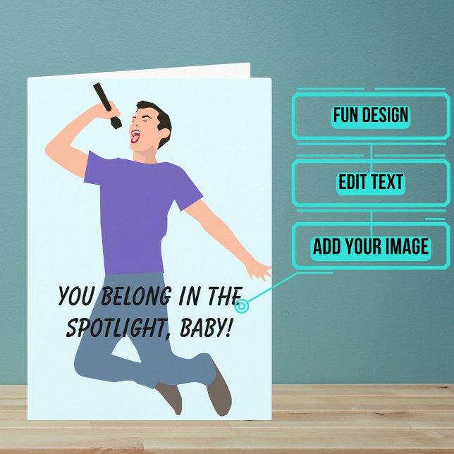 Aniversario de un cantante de notas (This funny card is specifically for that person in your life who loves the spotlight.)