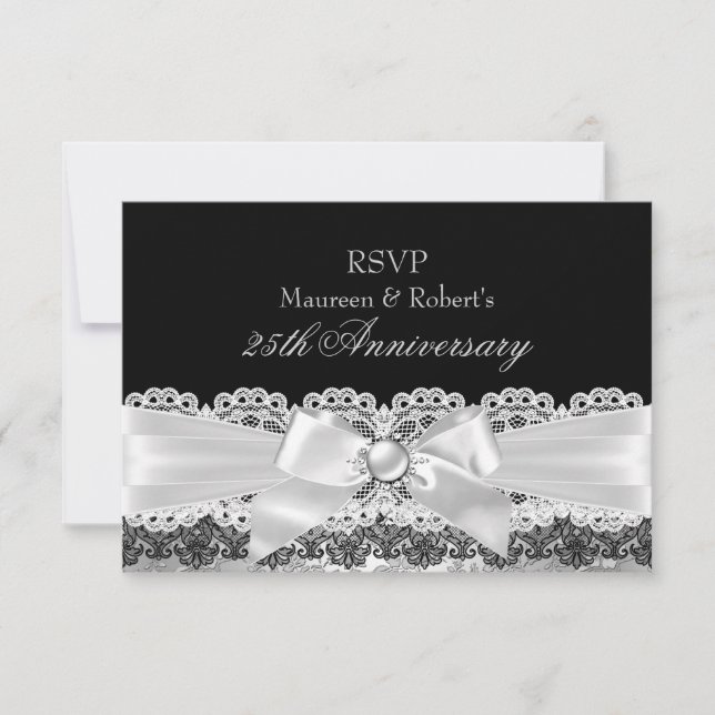 Aniversario del Black Lace y Silver Pearl Bow RSVP (Anverso)