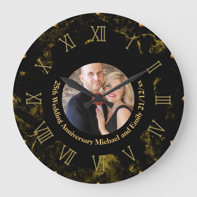 Aniversario del Boda de la foto: Reloj de mármol d (Anverso)