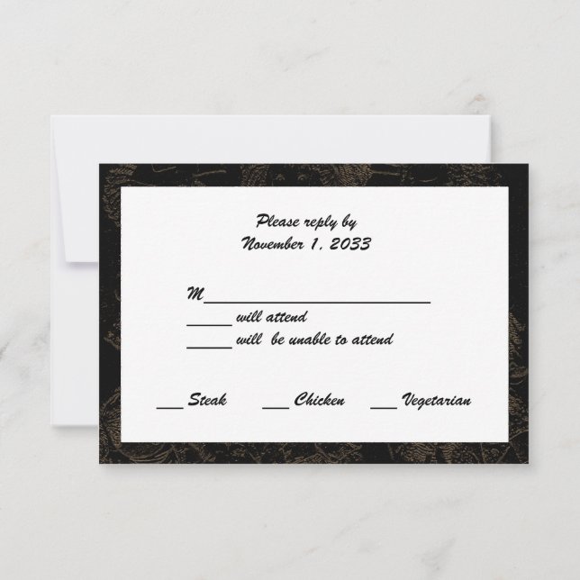 Aniversario del Boda Dorado Tarjetas RSVP Black w  (Reverso)