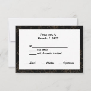 Aniversario del Boda Dorado Tarjetas RSVP Black w 