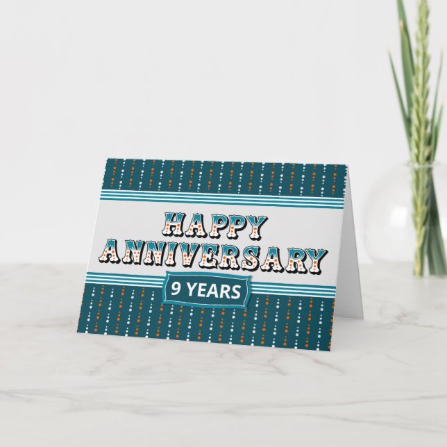 Aniversario del empleado 9 años Tarjeta de texto d (Anverso)
