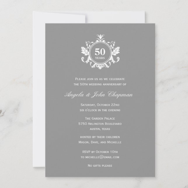 Aniversario del encanto floral o invitación de cum (Anverso)
