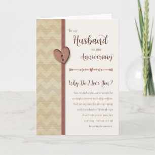 Aniversario del marido - ¿Por qué te amo? Tarjeta