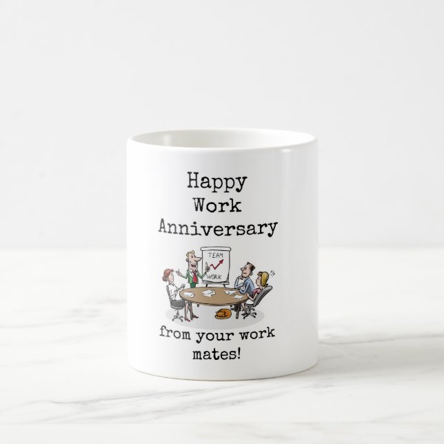 Aniversario del trabajo feliz de tu taza de trabaj (Centro)