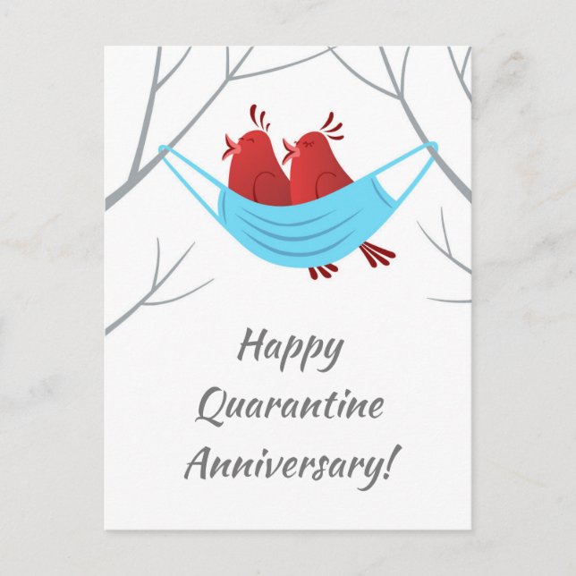 Aniversario Feliz Amo Aves Máscara Postales (Anverso)