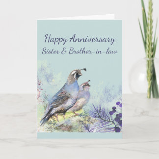 Aniversario feliz con tarjeta de hermana y cuñado