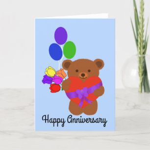 Aniversario feliz Cuato Teddy Oso #4 Tarjeta