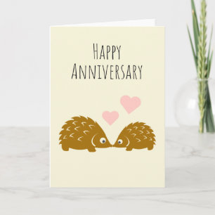 Aniversario feliz - Cute Tarjeta Pareja de Hedgeho