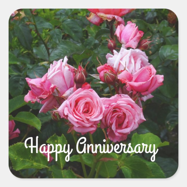 Aniversario feliz Gene Boerner Rosa #1 Pegatinas (Anverso)