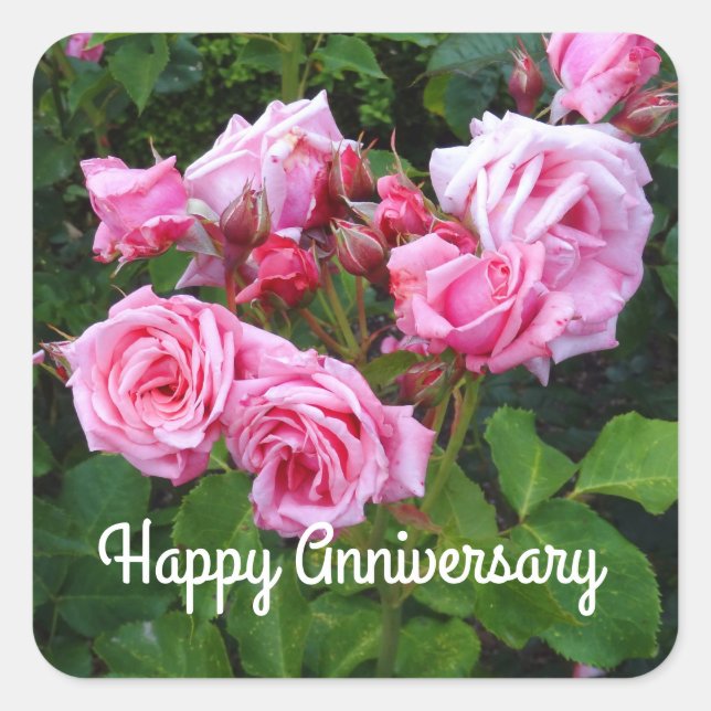 Aniversario feliz Gene Boerner Rosa #3 Pegatinas (Anverso)