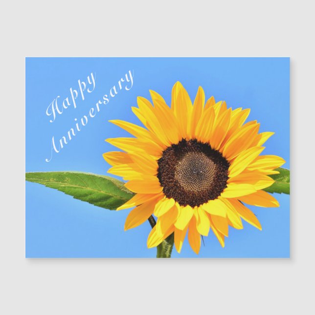 Aniversario feliz - Girasol amarillo en cielo azul (Anverso)