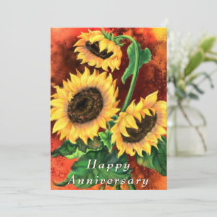 Aniversario Feliz - Hermoso arte de tres girasoles