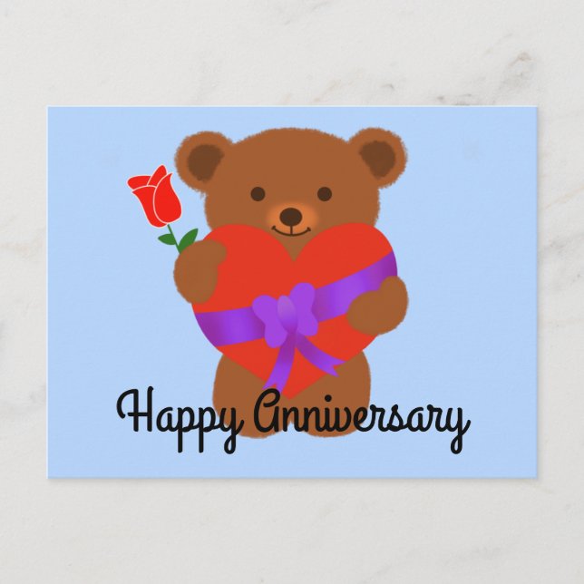 Aniversario feliz Oso de Teddy #1 postal (Anverso)