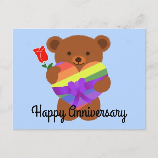 Aniversario feliz Oso de Teddy #2 postal (Anverso)