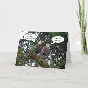 Aniversario feliz, tarjeta de águilas calvas
