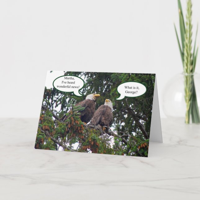 Aniversario feliz, tarjeta de águilas calvas (Anverso)