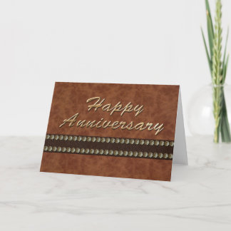 Aniversario feliz - Tarjeta de oro y cuero