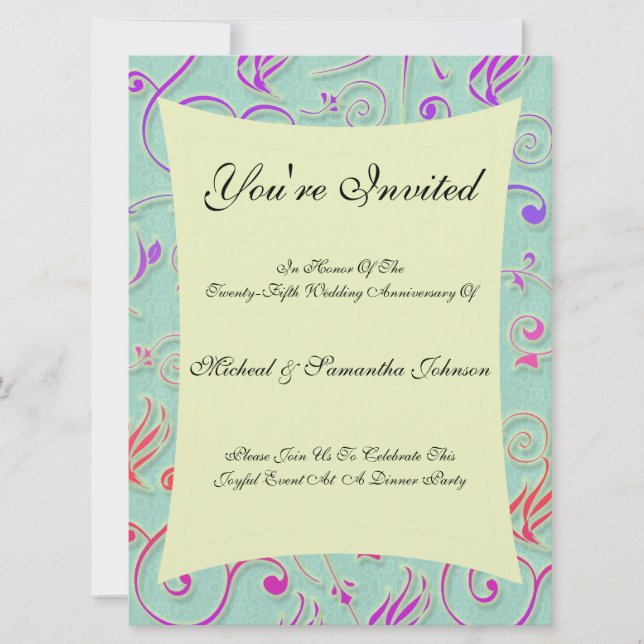 Aniversario Fiesta Confetti invitación festiva (Anverso)