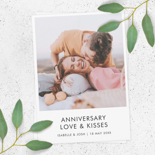 Aniversario moderno foto amor besa tarjeta elegant (Subido por el creador)