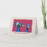 Aniversario, par de tarjeta de los pavos reales