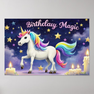 Aniversario poster mágico arte fiesta de unicornio