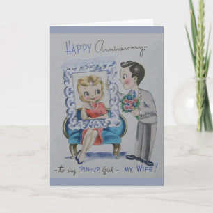 Aniversario Retro De La Tarjeta De Saludo De La Es