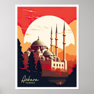 Ankara Ilustracion de Viajes de Arte Vintage Turqu