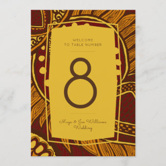 Ankara Maroon Gold número de mesa de flores
