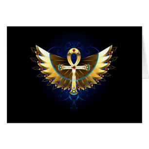 Ankh de oro con alas