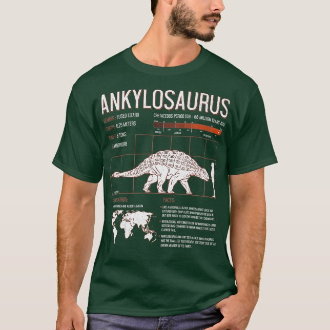 Ankylosaurus T Shirt - Niños adultos Camiseta Dino (Anverso)