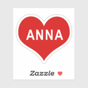 ANNA NOMBRE Red Love Heart Vinyl Pegatina