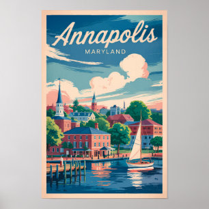 Annapolis Maryland horizonte viajero arte vintage