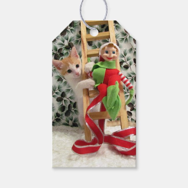 Annie y el elfo - Etiqueta de regalo para gatos/ga (Anverso)