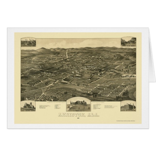 Anniston, mapa panorámico del AL - 1887 (Anverso (Horizontal))