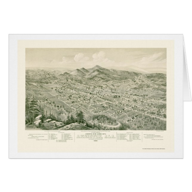 Anniston, mapa panorámico del AL - 1888 (Anverso (Horizontal))