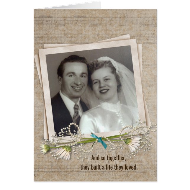 Anniversary dinner invitation with photo frame (Frente)