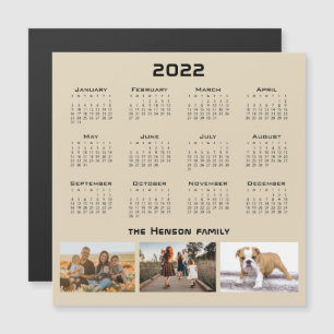Año 2022 Calendario 3 Imán de Collage de fotos fam