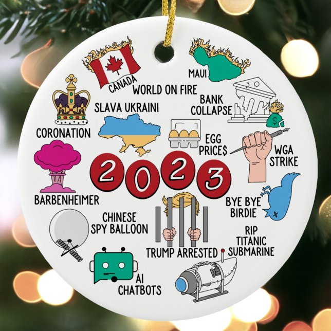 Año 2023 en revisión Ornamento de Navidad cerámico (Subido por el creador)