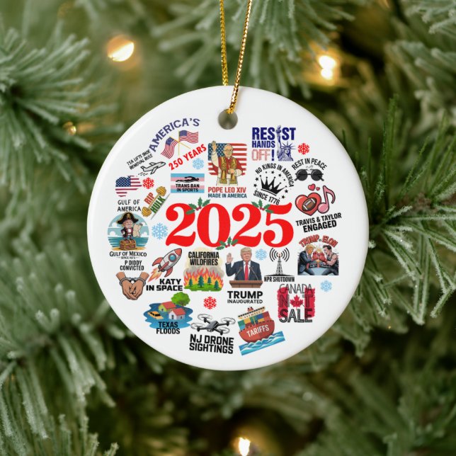 Año 2025 en revisión del ornamento de Navidad (Árbol)