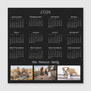 Año 2026 Calendario 3 Imán de Collage de fotos fam