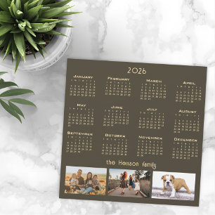 Año 2026 Calendario 3 Imán de Collage de fotos fam