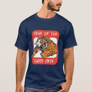Año chino de las camisetas oscuras del tigre 1974