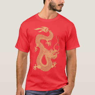 Año chino de oro de la camiseta del dragón