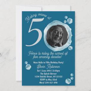 Año Cincuenta burbujas de agua Invitación a la fie