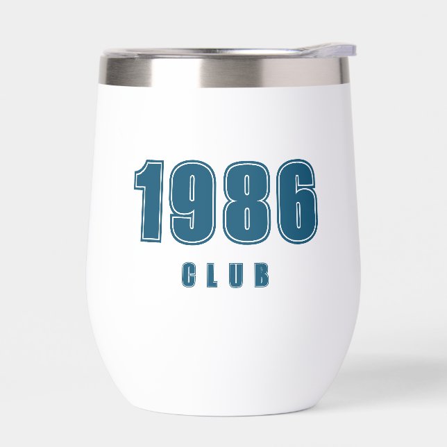 Año de cumpleaños, tipografía de moda azul persona (Izquierdo)