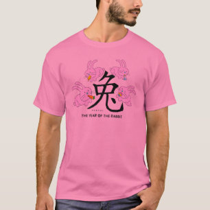Año de la camiseta de los rosas bebés del conejo